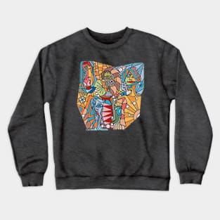 Cubist  Style Lady Faces Crewneck Sweatshirt